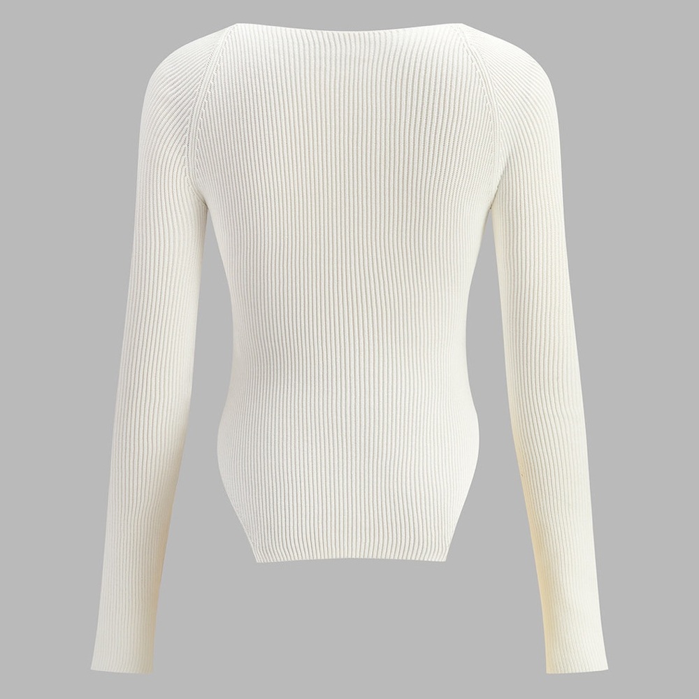 Commense Cream Ribbed Knit Top - Picture 12 of 12